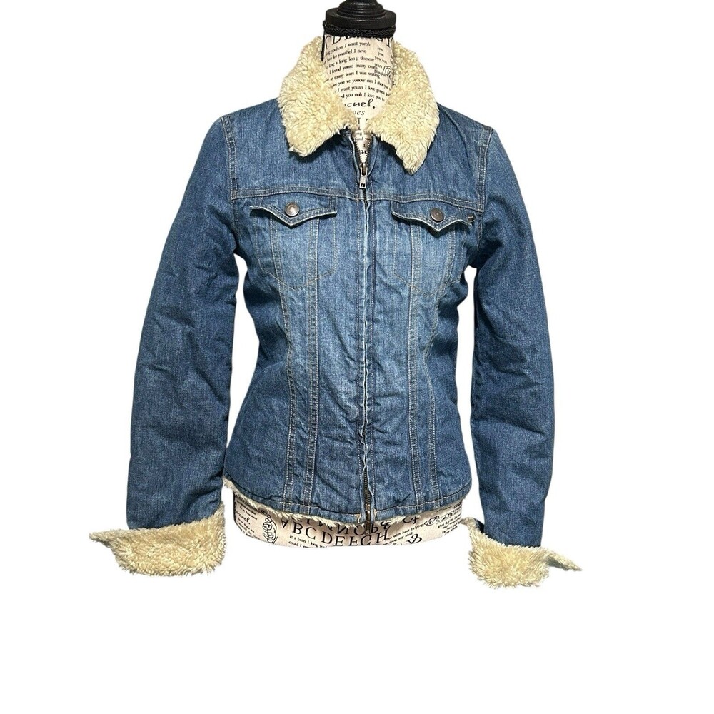 RaRe ABERCROMBIE FITCH MEADOW BROOK SHERPA XS DeNiM FLEECE TRUCKER JACKET